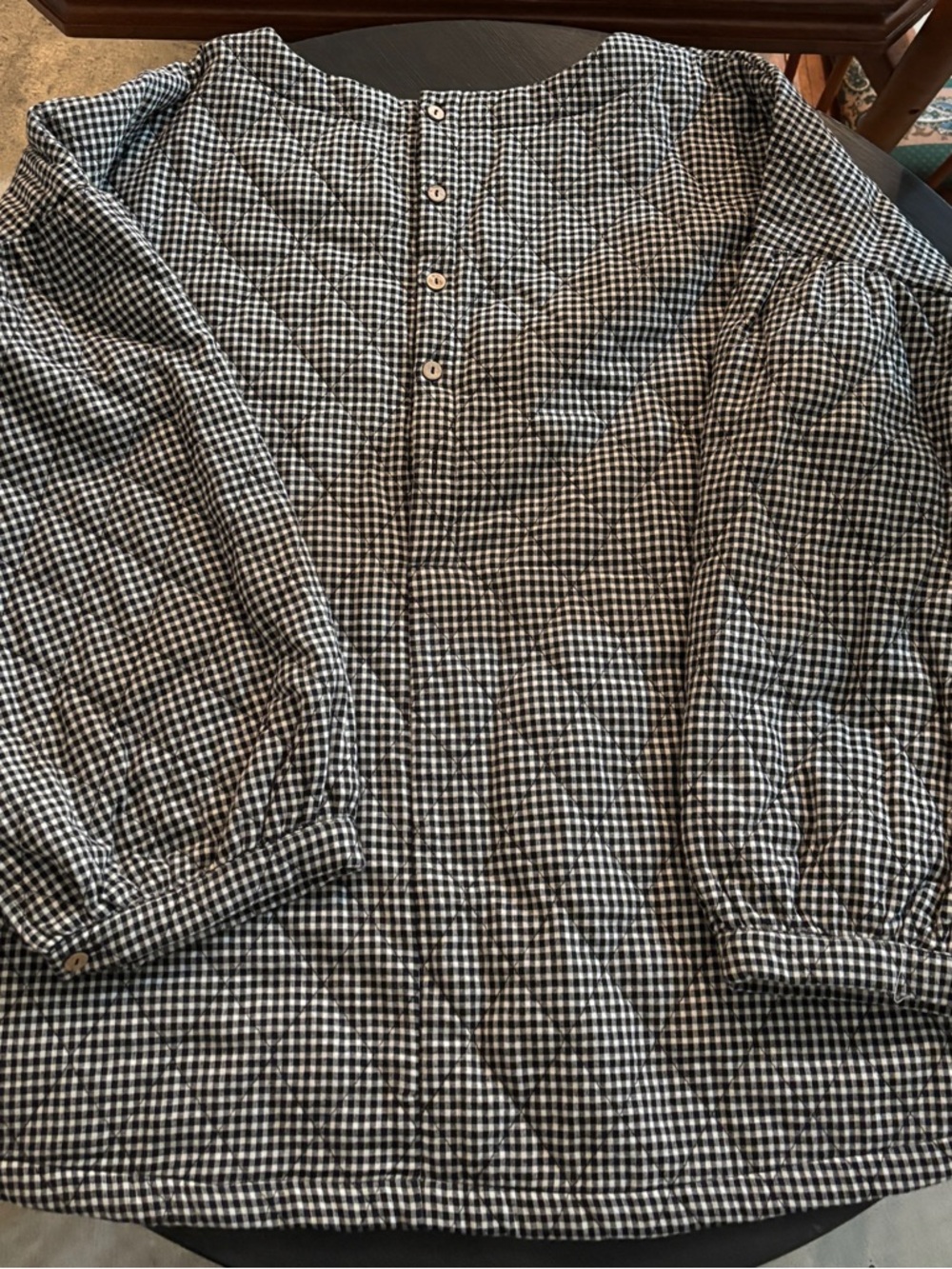 Buykud Plus Size Plaid Loose Blouse - 3/4 Sleeve Quilted Top - Picture 7 of 9